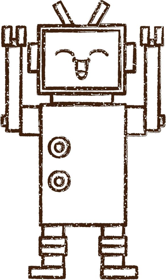 robot houtskool tekening vector