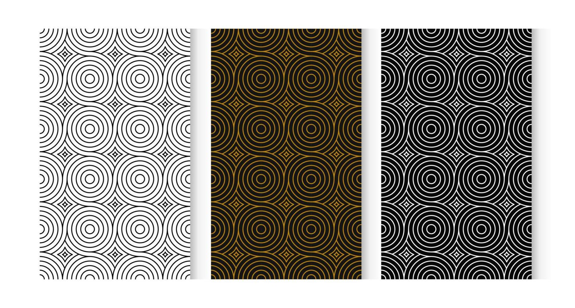 naadloos patroon cirkel 3 stijlen. wit, bruin, zwart. vector