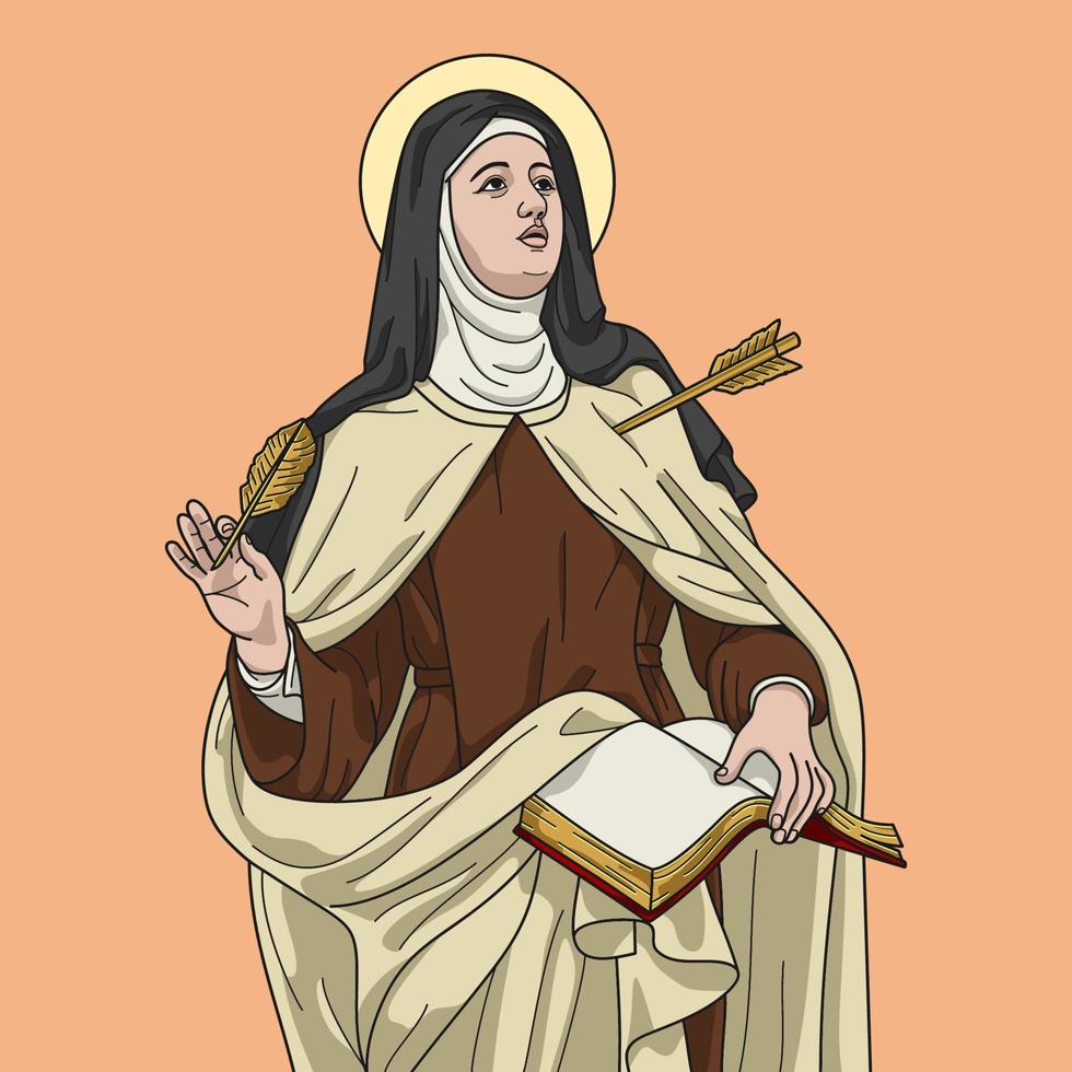 heilige teresa van Jezus van avila gekleurde vector illustratie