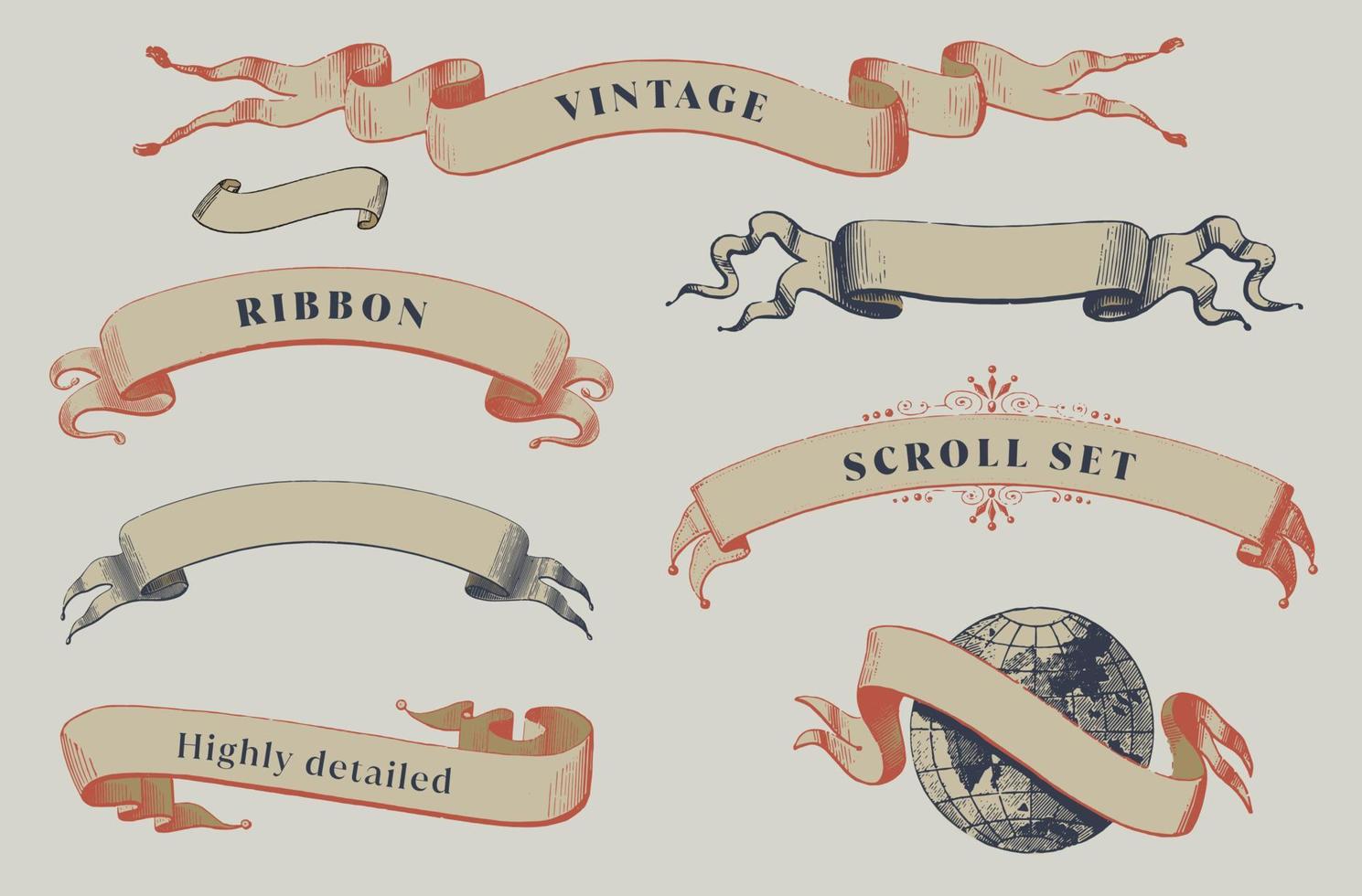 vintage lint banners instellen. geïsoleerd. vectorillustratie. voor gebruik als aankondiging, feestmenu-ontwerp en titelontwerp. vector