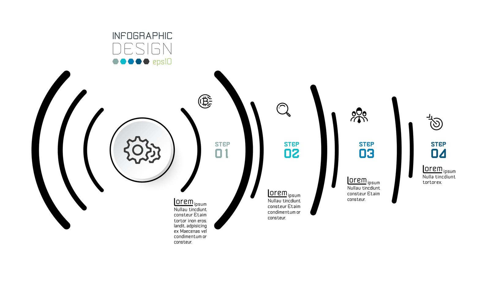 infographic 4 opties op sociaal signaalconcept vector