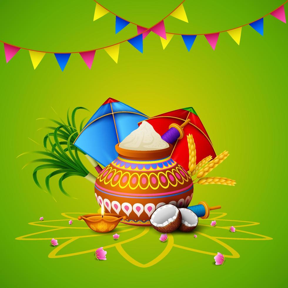 gelukkige makar sankranti-wenskaart vector