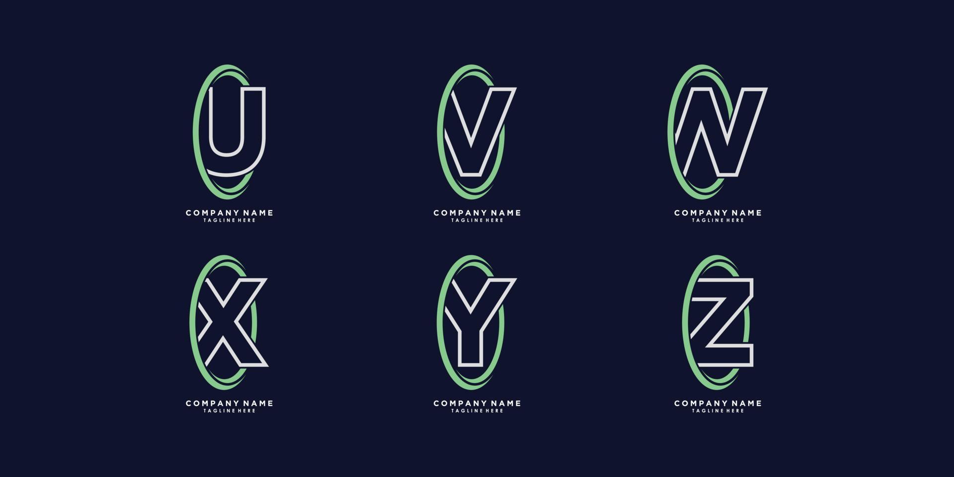brief alfabet u v w X y z logo ontwerp vector met icoon creatief cirkel