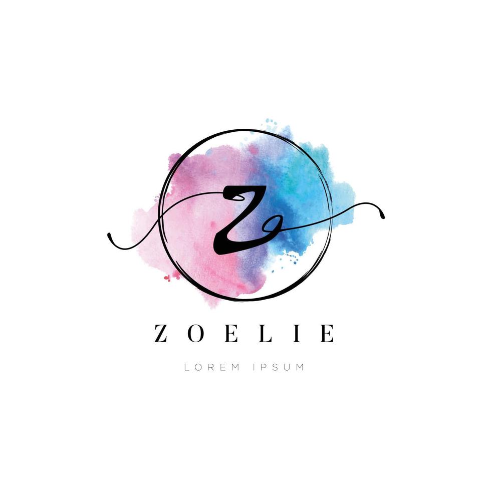 gemakkelijk elegant water kleur brief type z logo teken symbool icoon vector