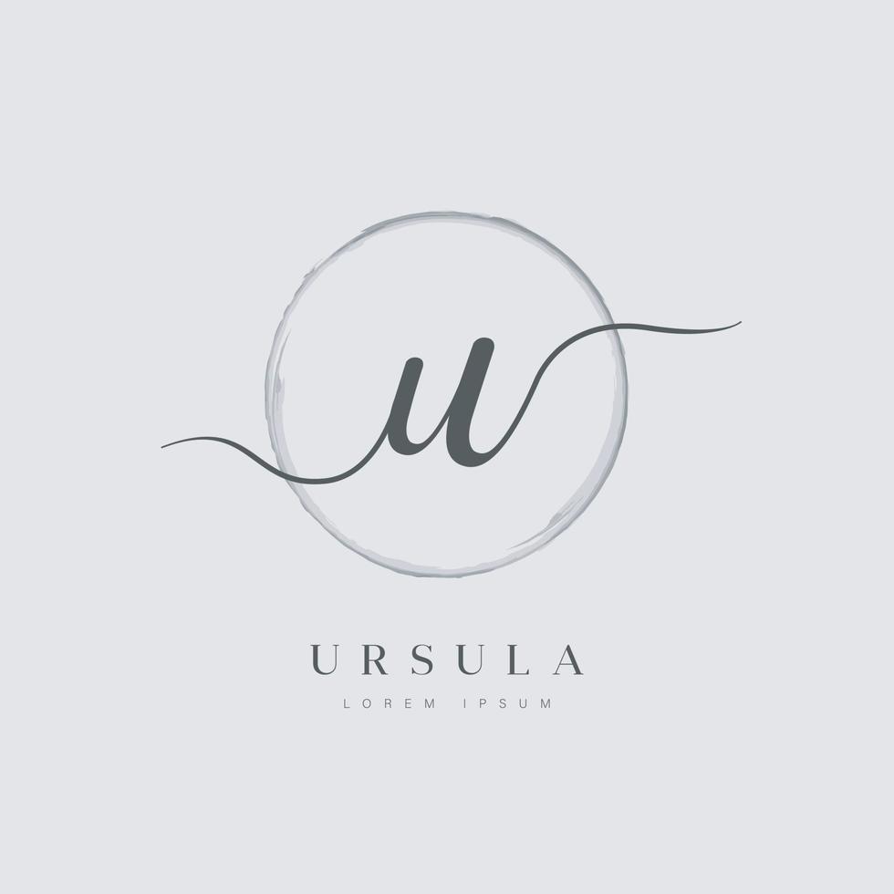 elegant eerste brief type u logo met geborsteld cirkel vector