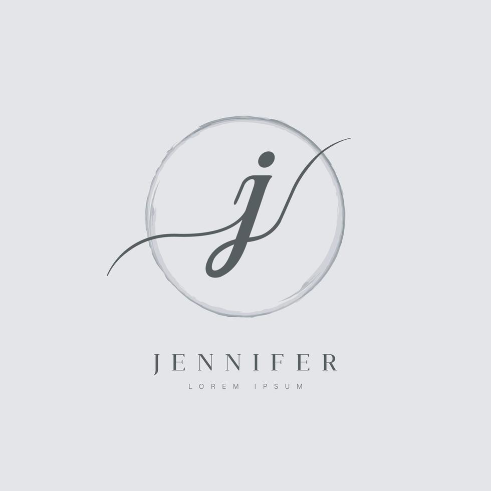 elegant eerste brief type j logo met geborsteld cirkel vector