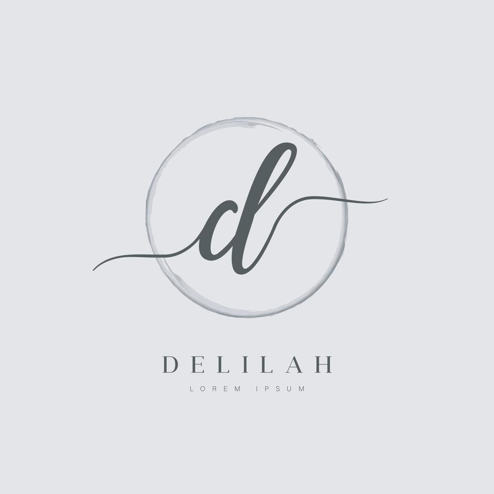 elegant eerste brief type d logo met geborsteld cirkel vector