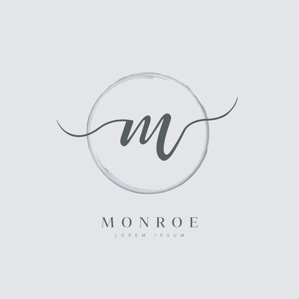 elegant eerste brief type m logo met geborsteld cirkel vector