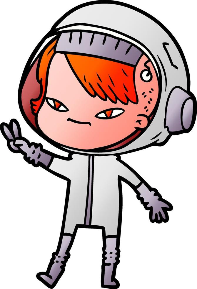 tekenfilm astronaut vrouw vector