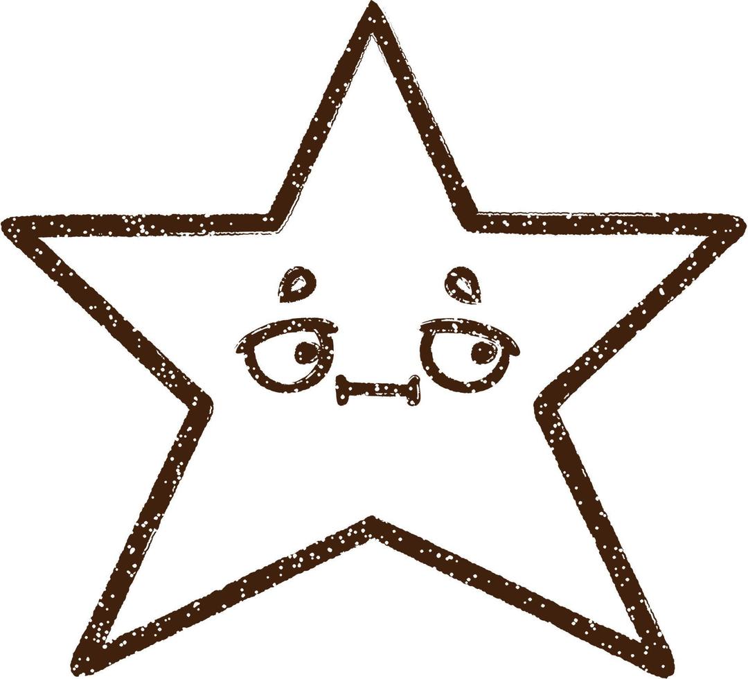 ster met gezicht houtskool tekening vector