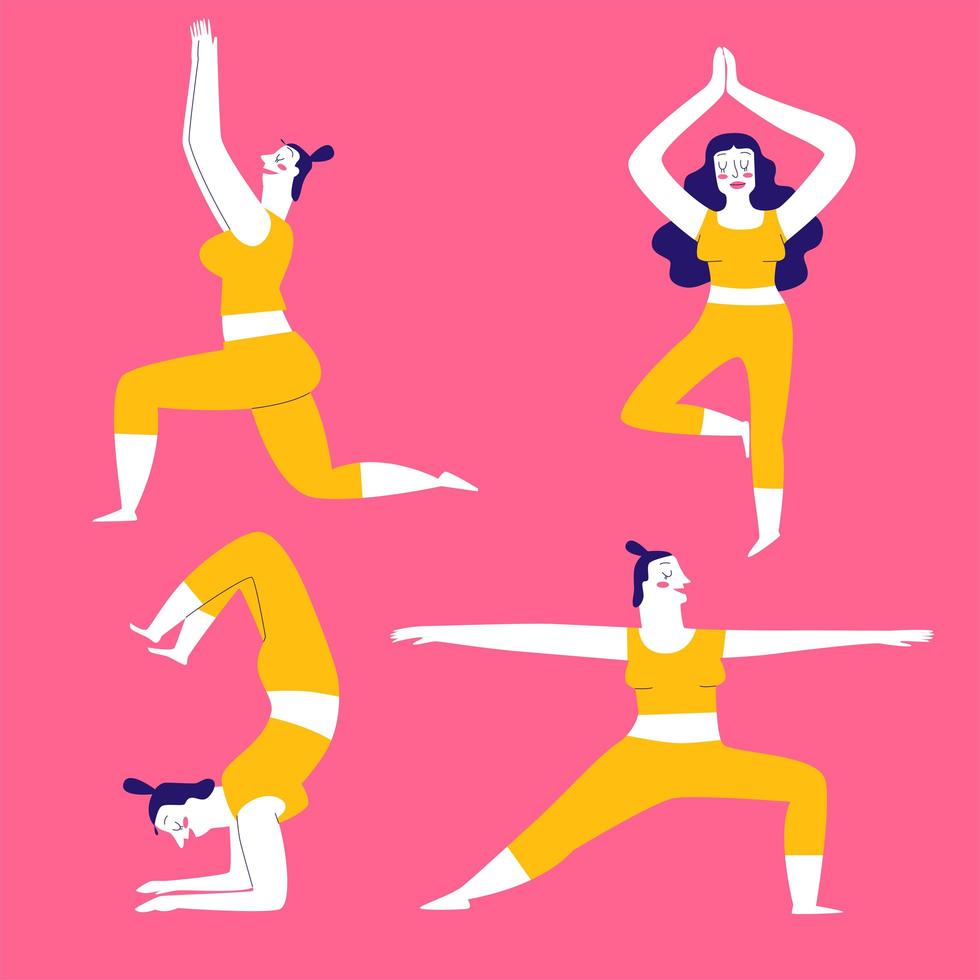kleurrijke yoga oefeningen vormen set vector