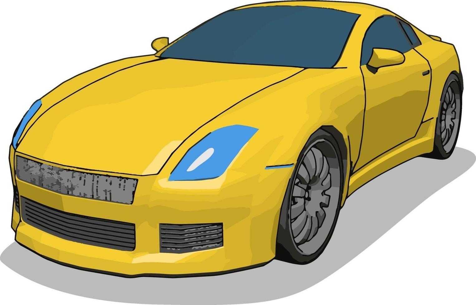 geel luxe auto, illustratie, vector Aan wit achtergrond.