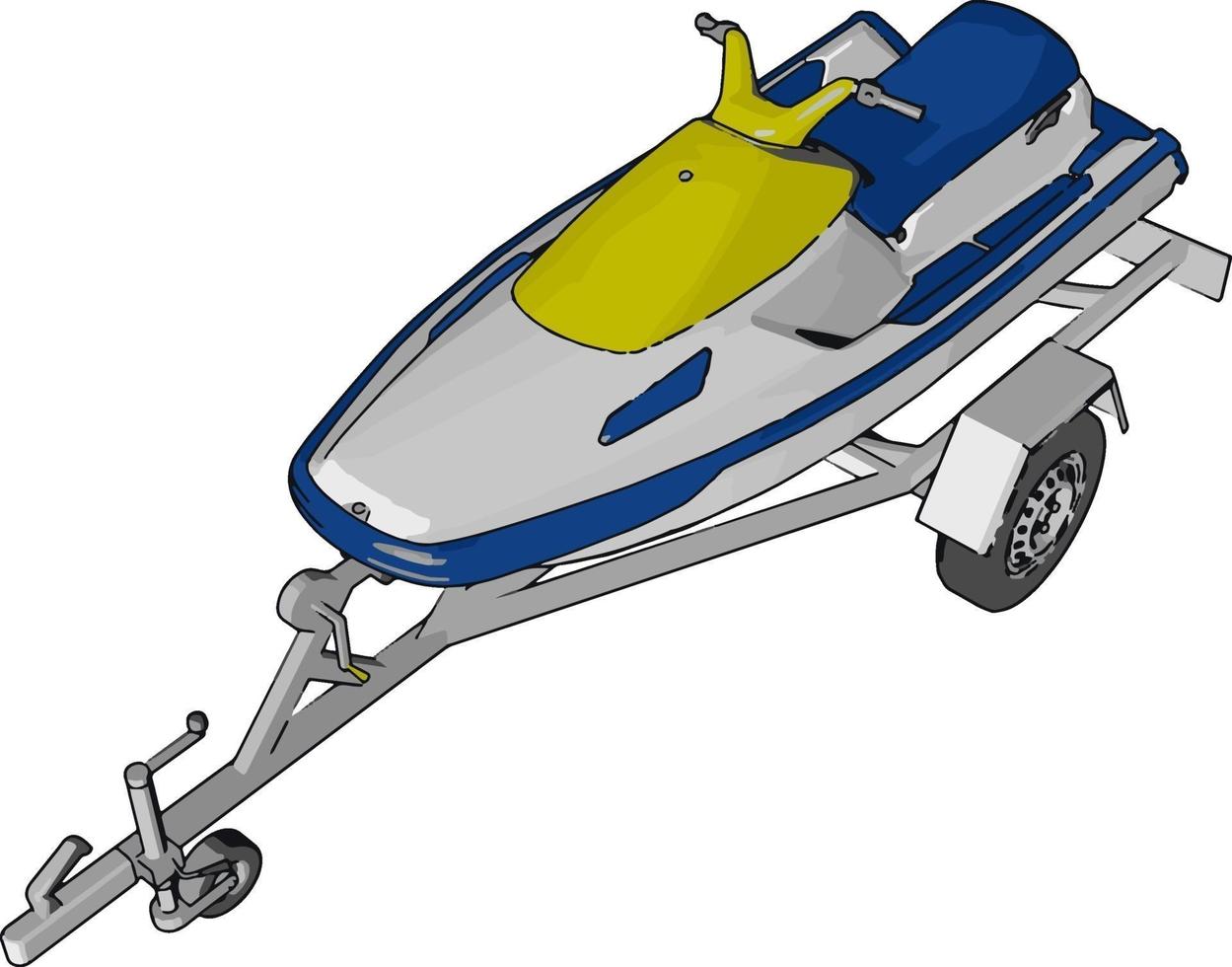 blauw jetski, illustratie, vector Aan wit achtergrond.