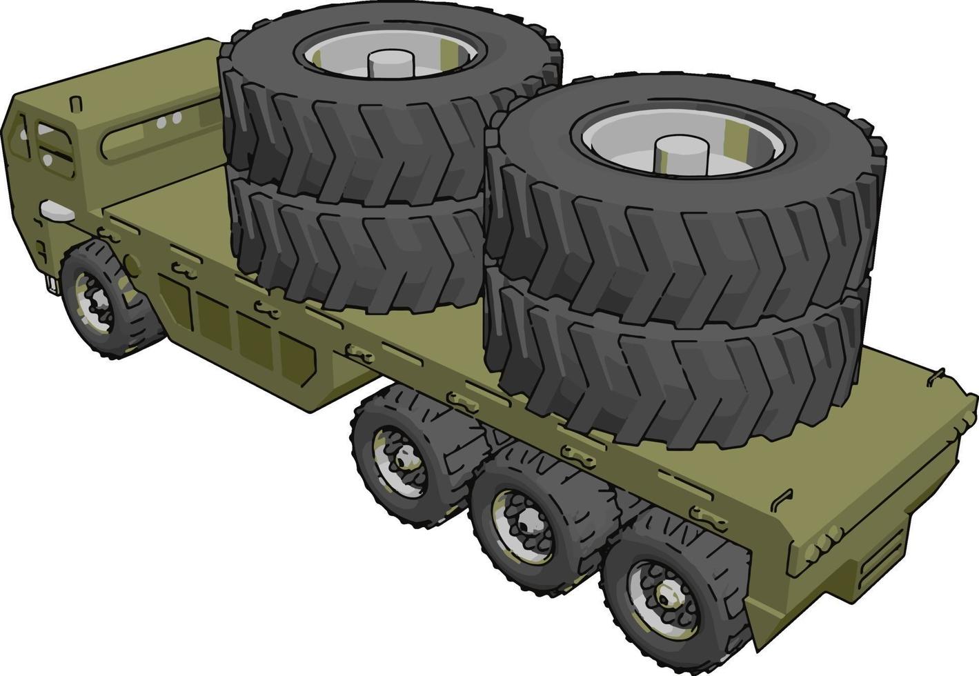 leger vrachtwagen, illustratie, vector Aan wit achtergrond.