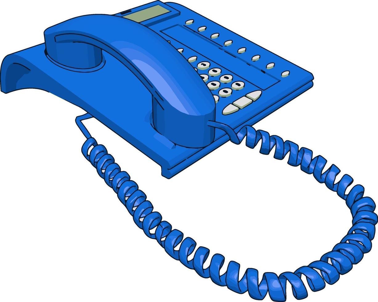 blauw telefoon, illustratie, vector Aan wit achtergrond.