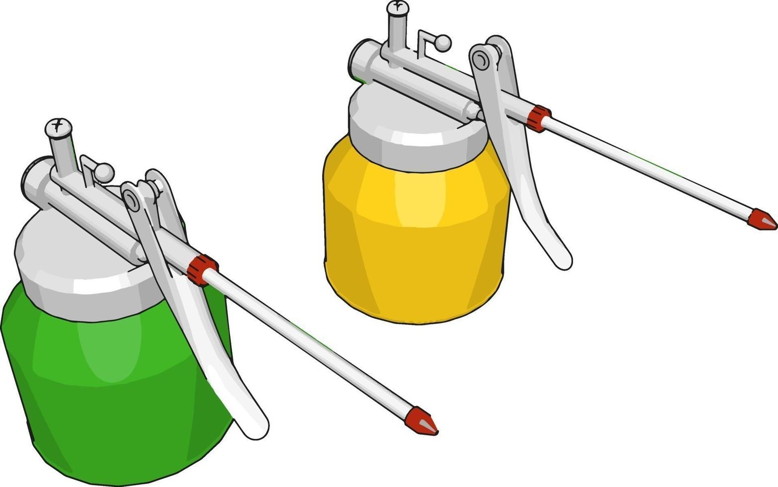 groen en geel lassen machine, illustratie, vector Aan wit achtergrond.
