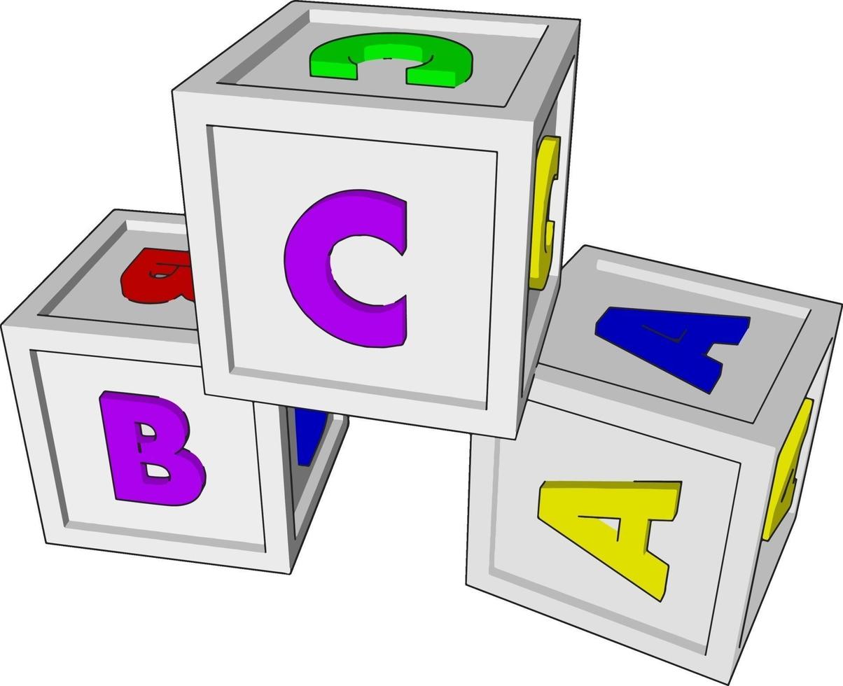 kubussen speelgoed, illustratie, vector Aan wit achtergrond.