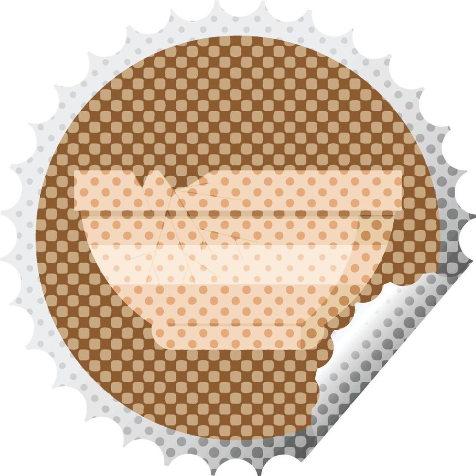 gebarsten kom grafisch vector illustratie ronde sticker postzegel