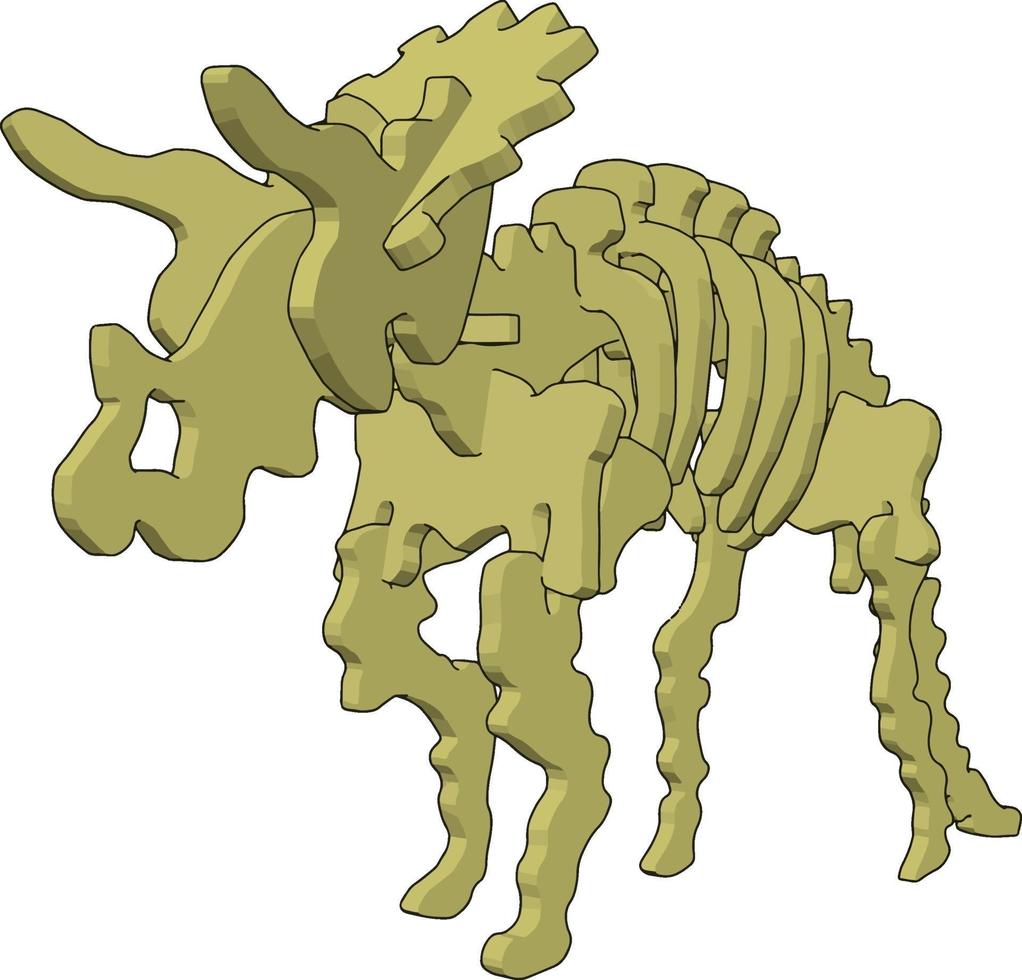 3d dinosaurus skelet, illustratie, vector Aan wit achtergrond.