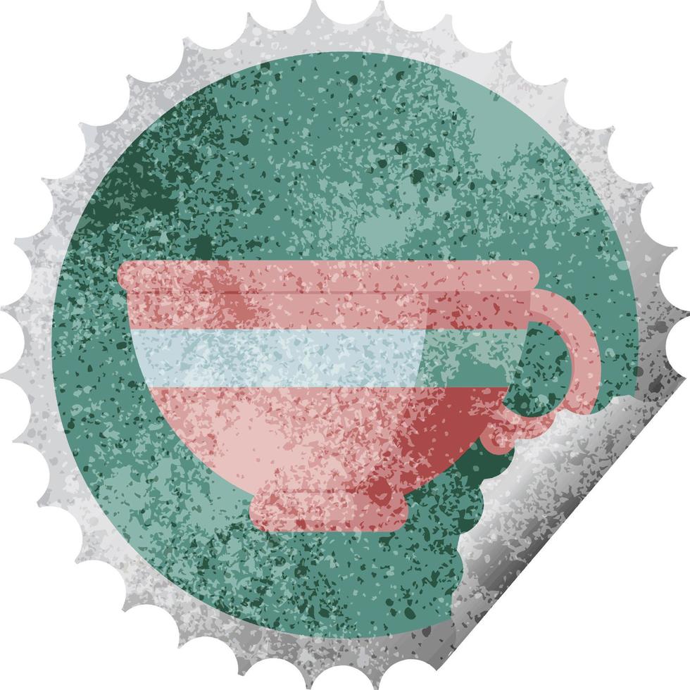 koffie kop grafisch vector illustratie ronde sticker postzegel