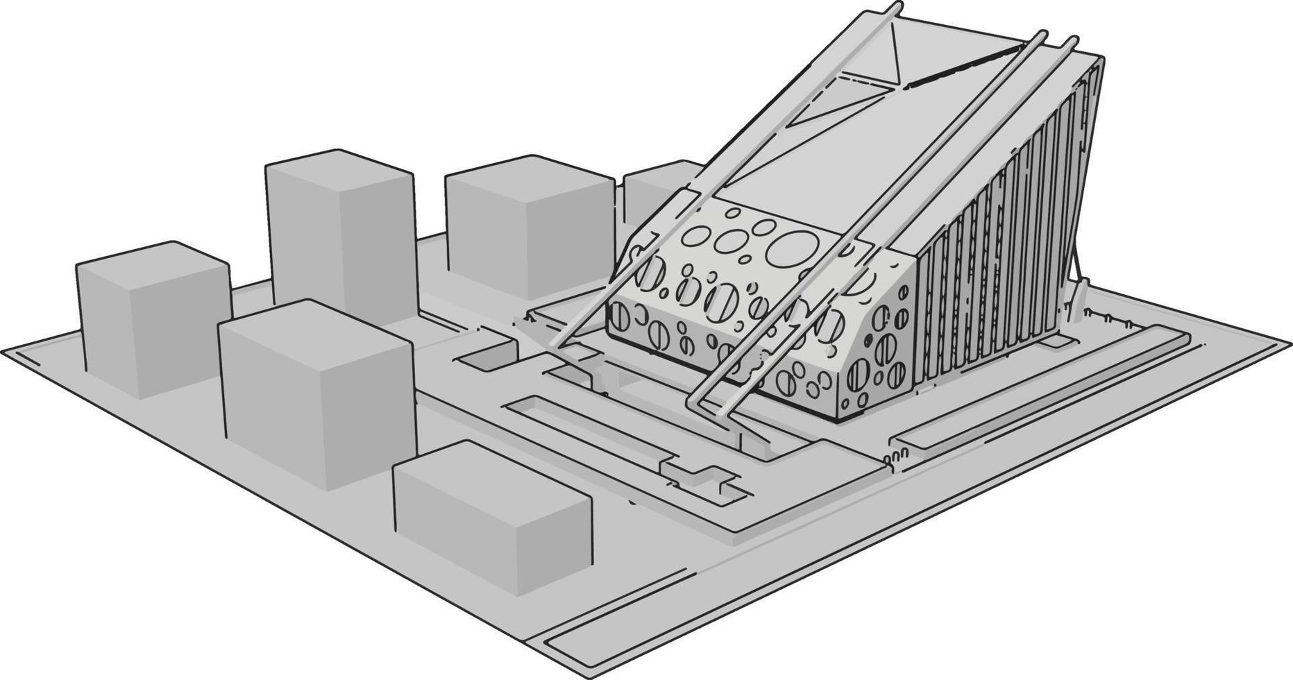 model- van dak van de gebouw, illustratie, vector Aan wit achtergrond.