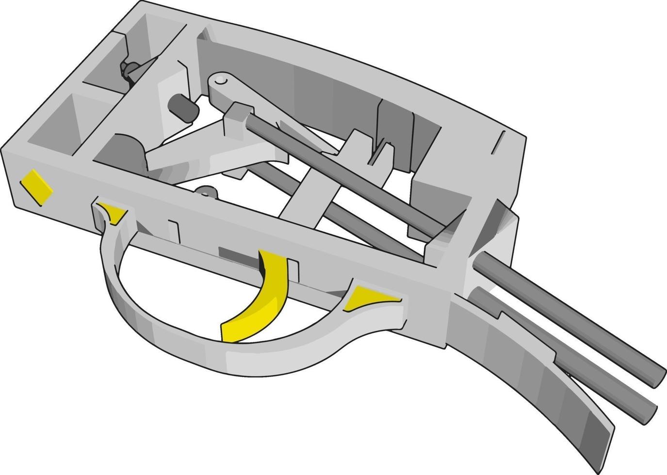 een deel van een geweer, illustratie, vector Aan wit achtergrond.