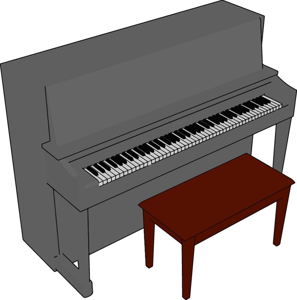 grijs piano, illustratie, vector Aan wit achtergrond.
