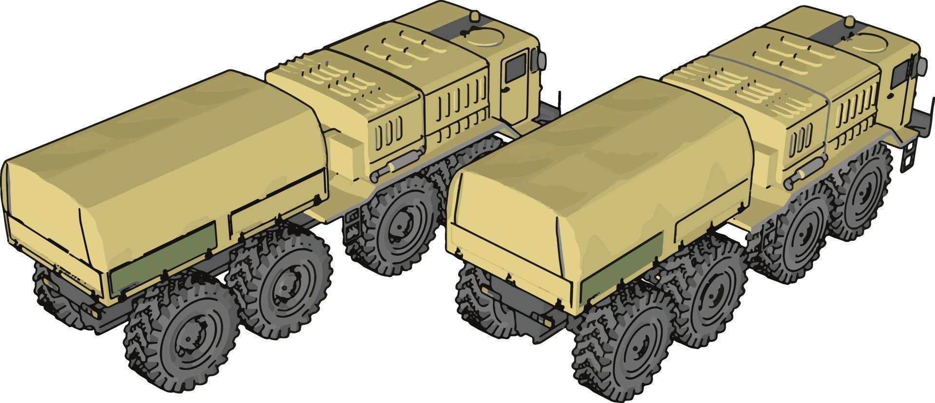 zand leger voertuig, illustratie, vector Aan wit achtergrond.