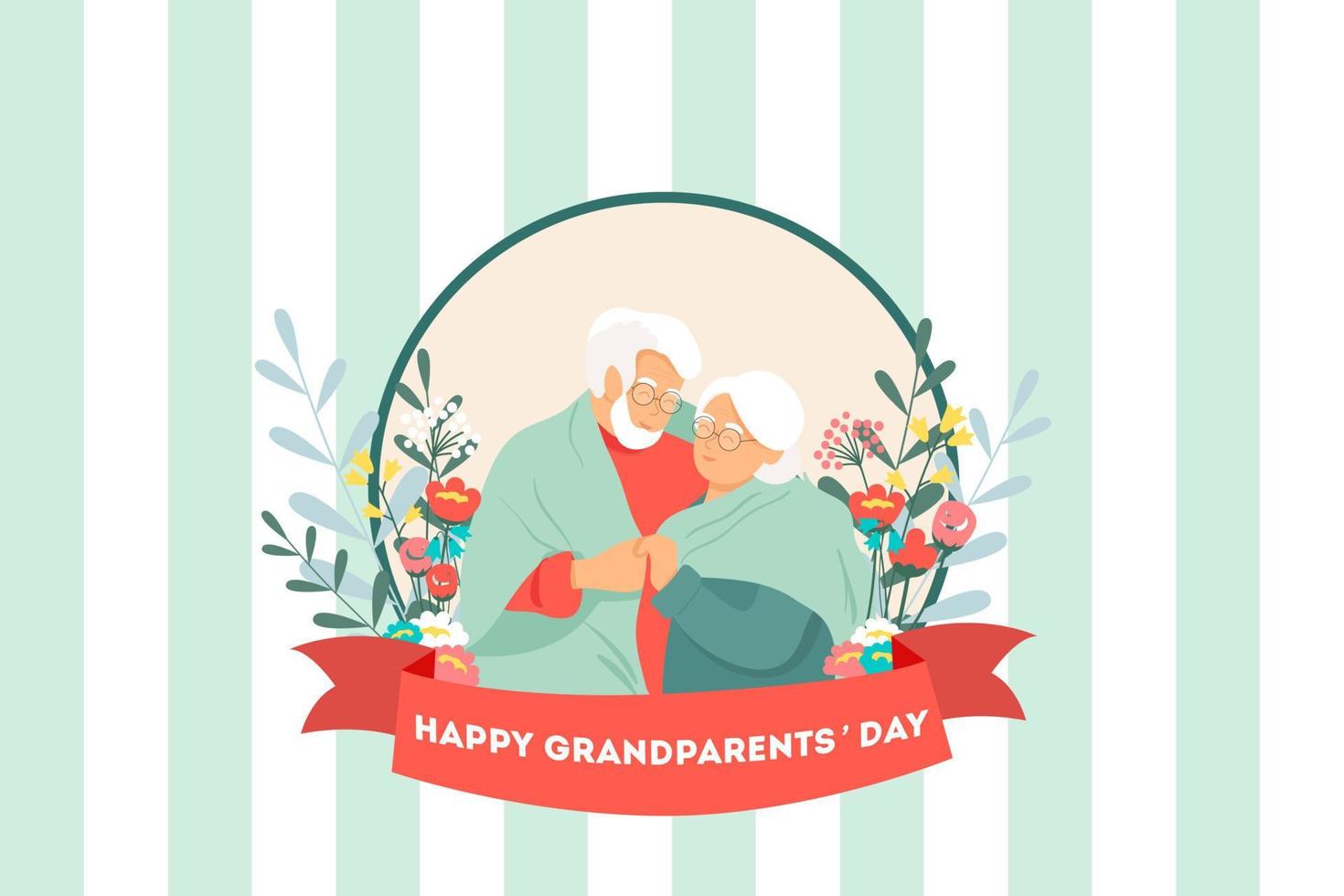 viering van grootouders dag. felicitatie ansichtkaart ontwerp. gelukkig volwassen paar liefhebbend concept. vector ilustration
