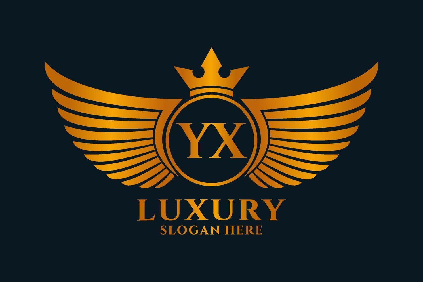 luxe Koninklijk vleugel brief yx kam goud kleur logo vector, zege logo, kam logo, vleugel logo, vector logo sjabloon.