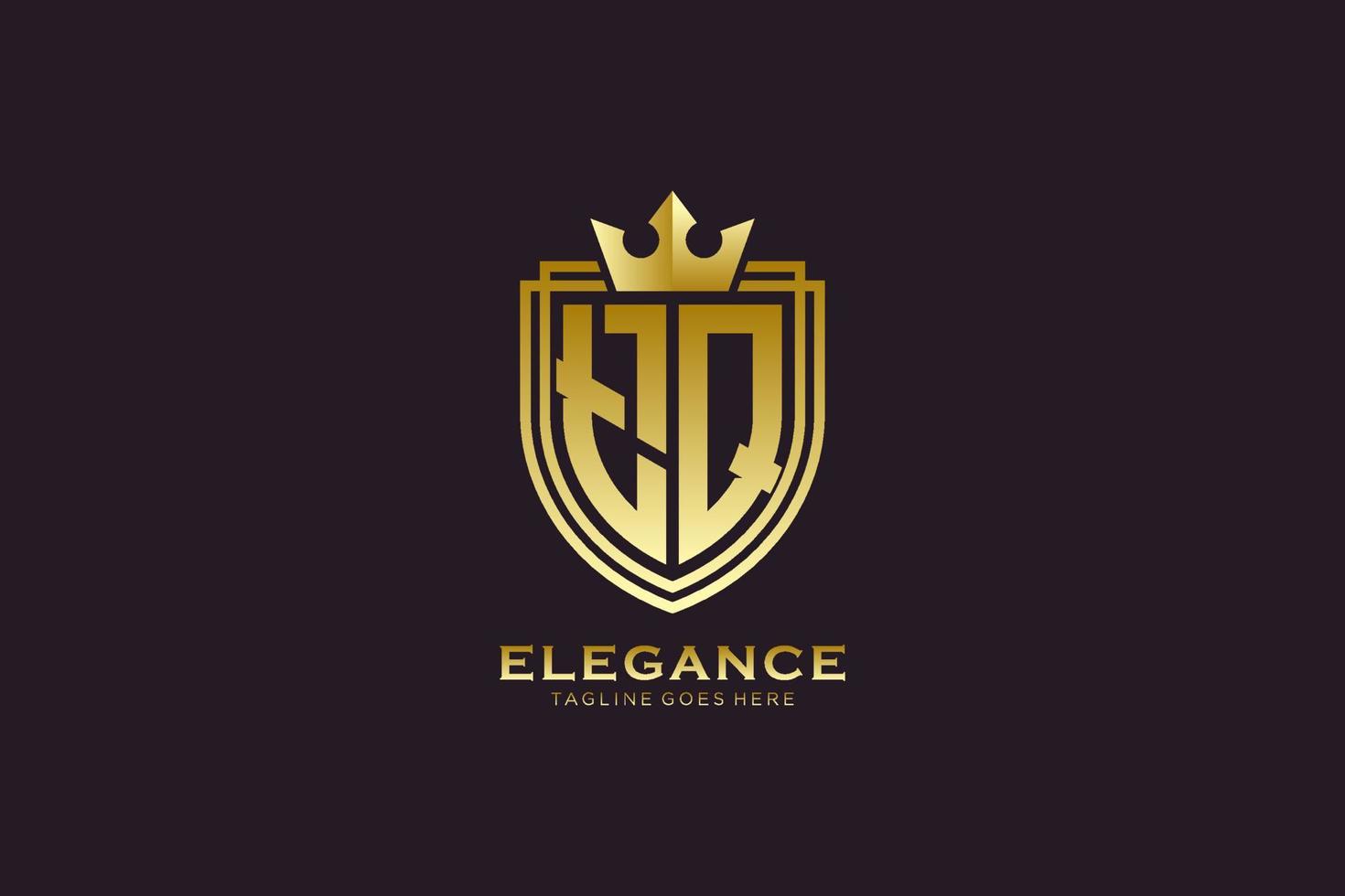 eerste tq elegant luxe monogram logo of insigne sjabloon met scrollt en Koninklijk kroon - perfect voor luxueus branding projecten vector