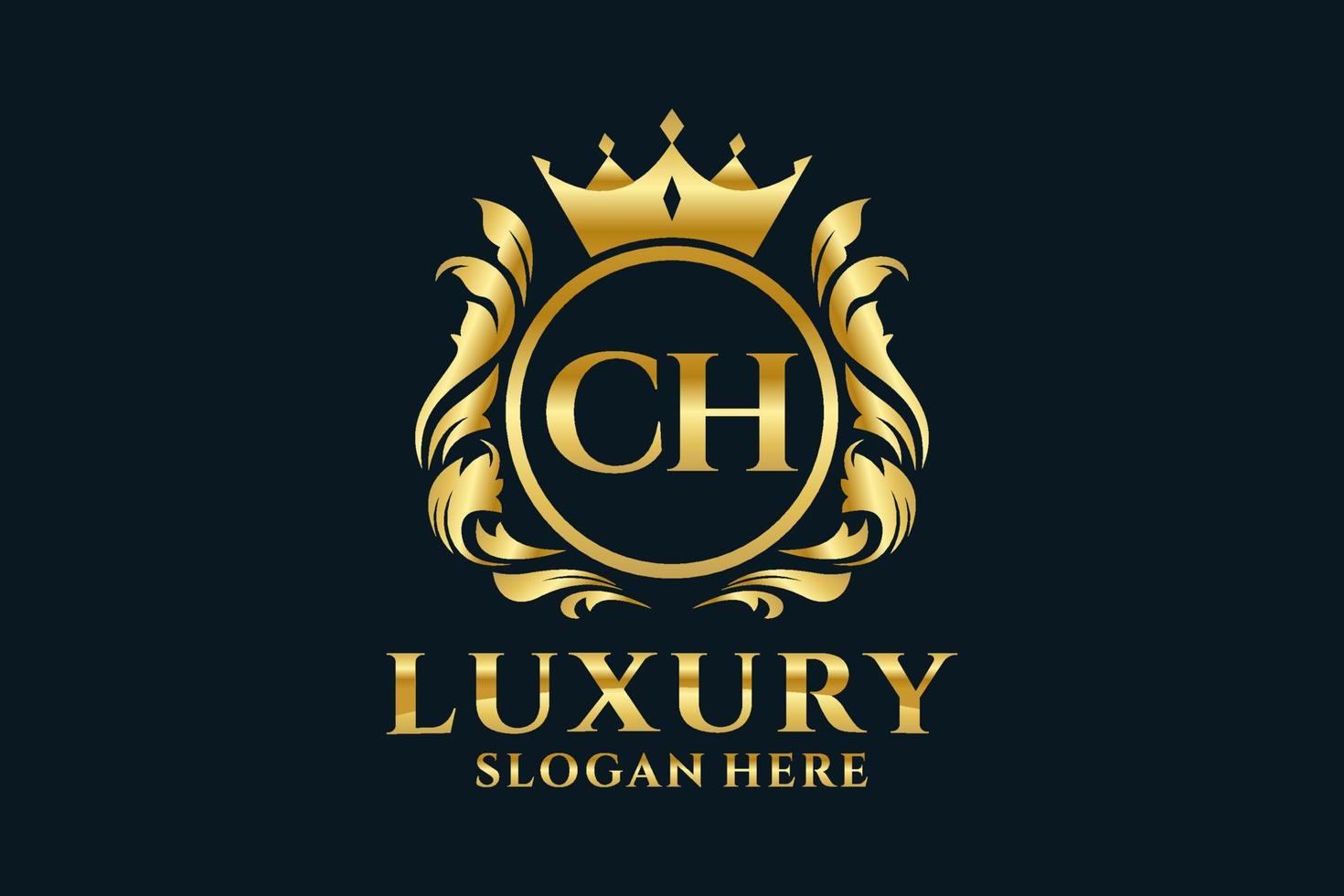 eerste ch brief Koninklijk luxe logo sjabloon in vector kunst voor luxueus branding projecten en andere vector illustratie.