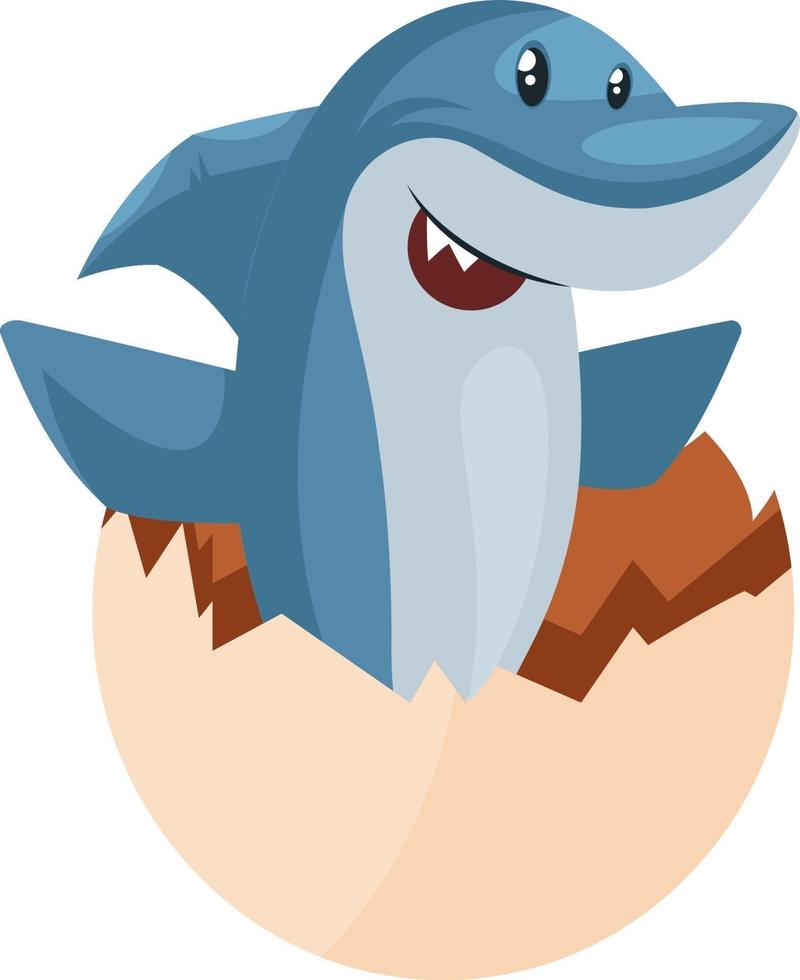 haai in ei schelp, illustratie, vector Aan wit achtergrond.