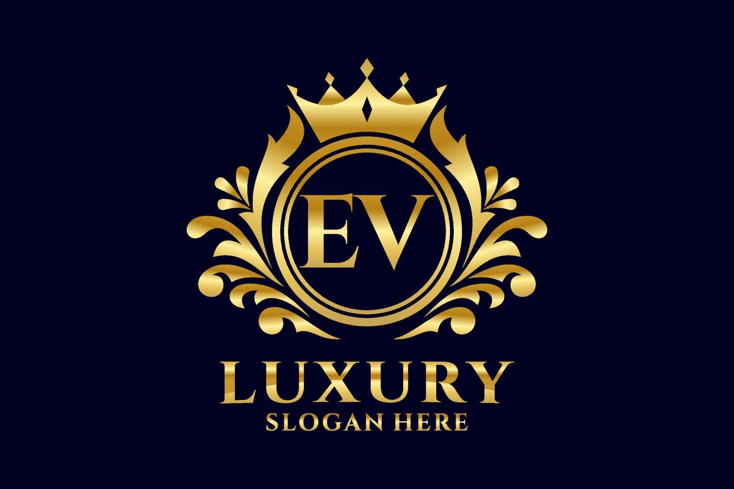 eerste ev brief Koninklijk luxe logo sjabloon in vector kunst voor luxueus branding projecten en andere vector illustratie.