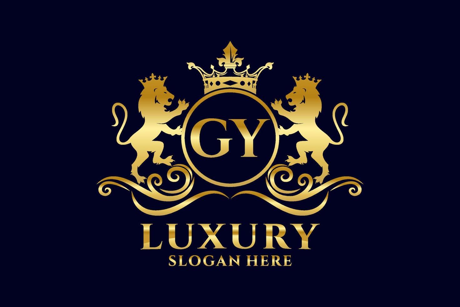 eerste gy brief leeuw Koninklijk luxe logo sjabloon in vector kunst voor luxueus branding projecten en andere vector illustratie.