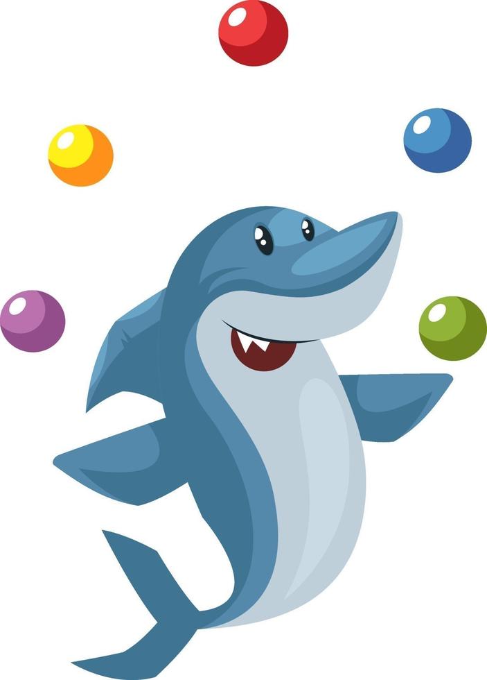 haai jongleren, illustratie, vector Aan wit achtergrond.