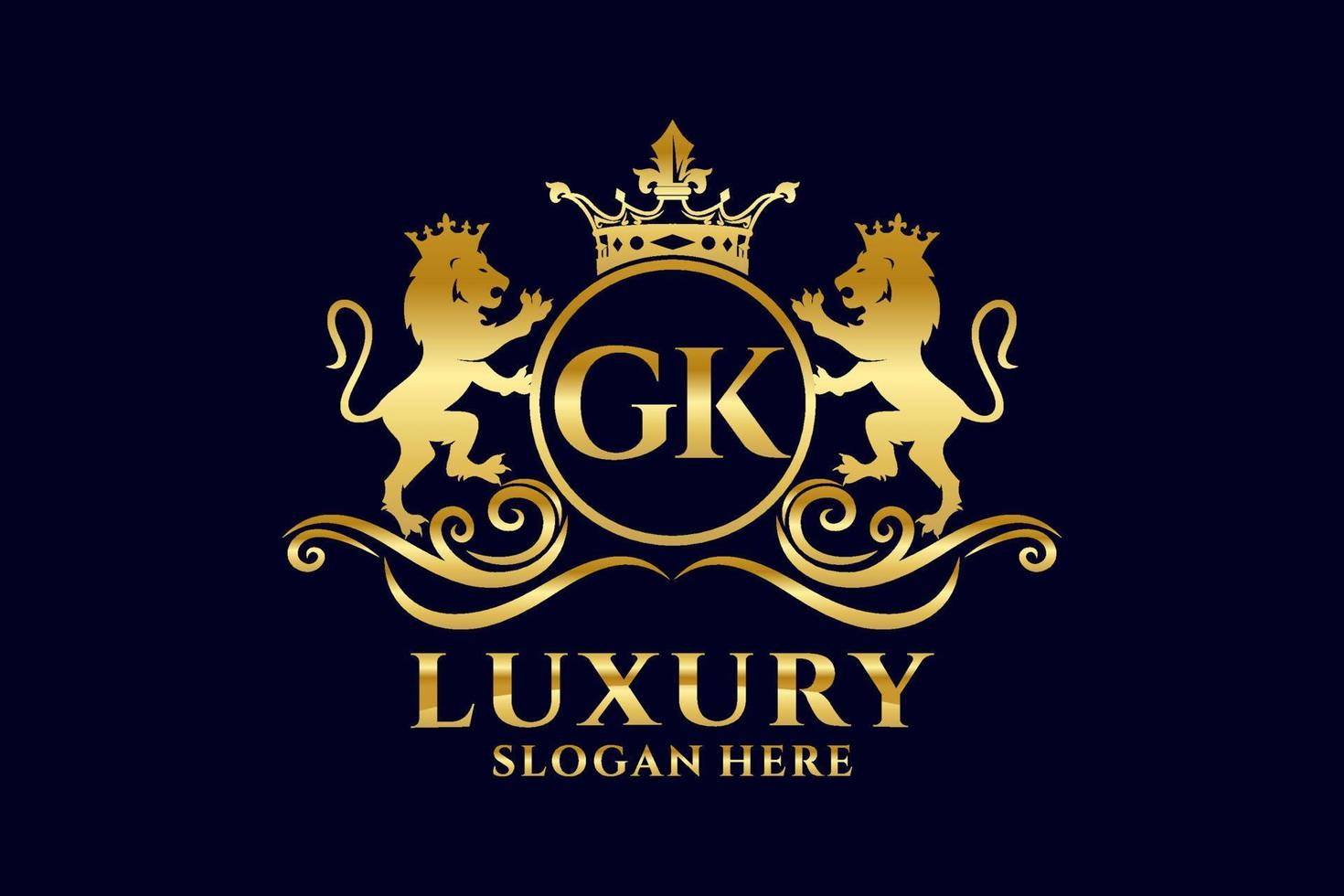 eerste gk brief leeuw Koninklijk luxe logo sjabloon in vector kunst voor luxueus branding projecten en andere vector illustratie.