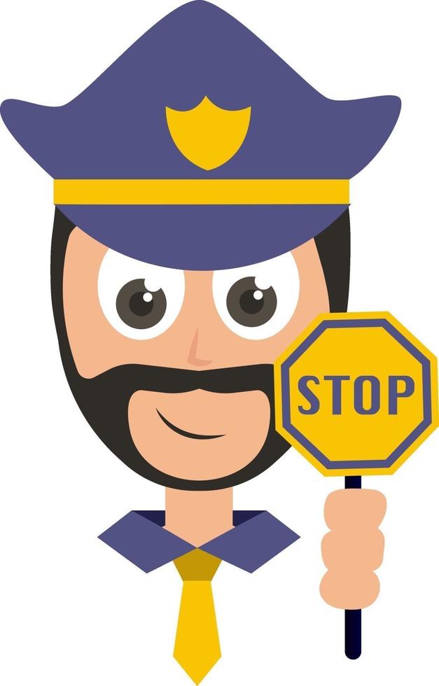 Politie officier, illustratie, vector Aan wit achtergrond