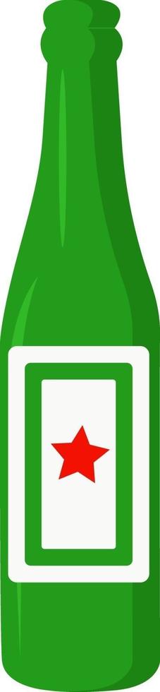 groen bier fles, illustratie, vector Aan een wit achtergrond.