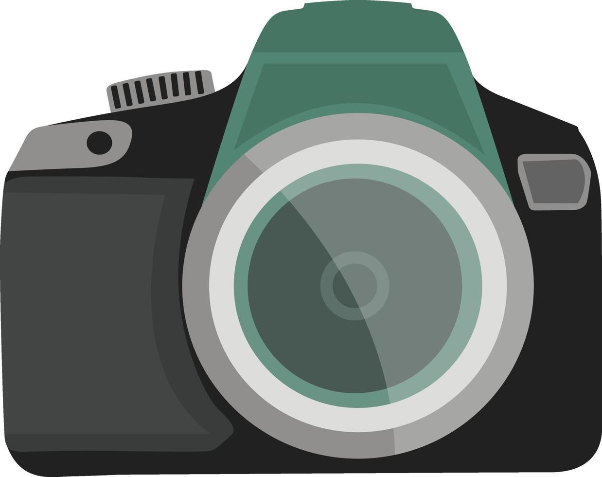 zwart camera, illustratie, vector Aan een wit achtergrond.