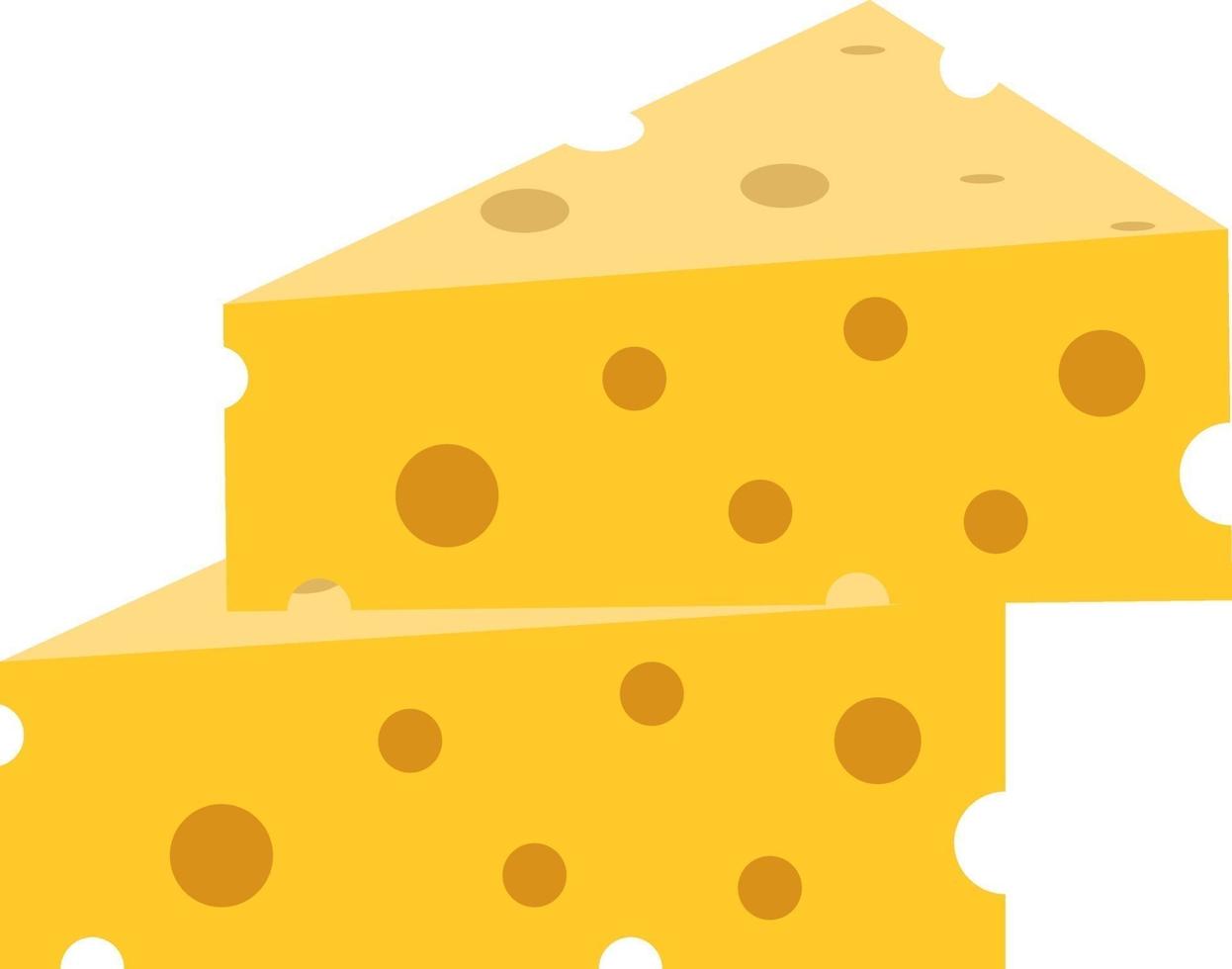 twee stukken van kaas, illustratie, vector Aan een wit achtergrond.