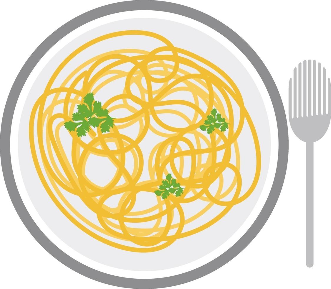 heerlijk spaghetti, illustratie, vector Aan een wit achtergrond.