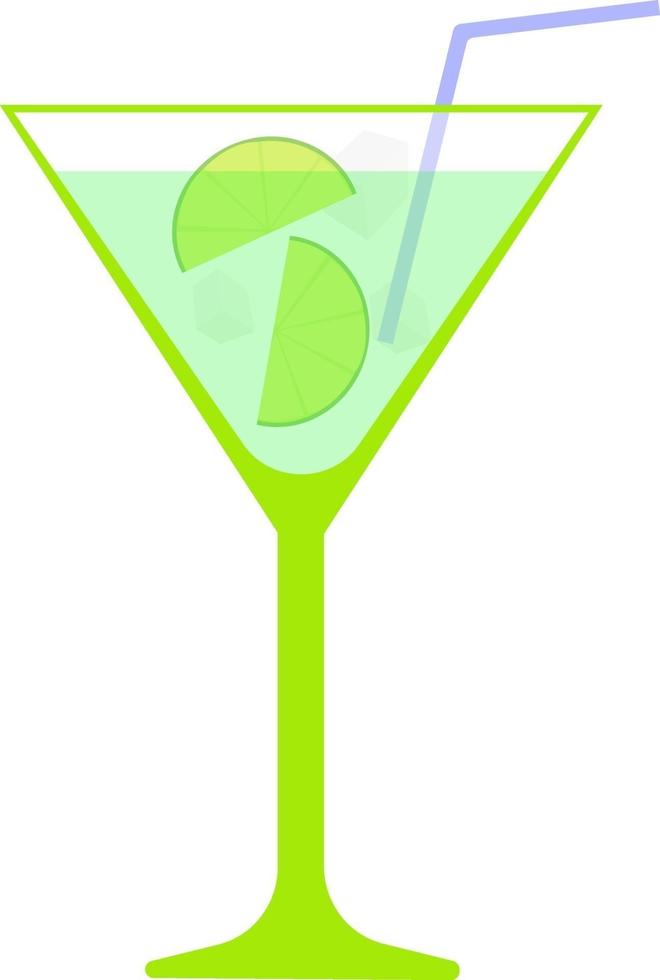 groen cocktail, illustratie, vector Aan een wit achtergrond.