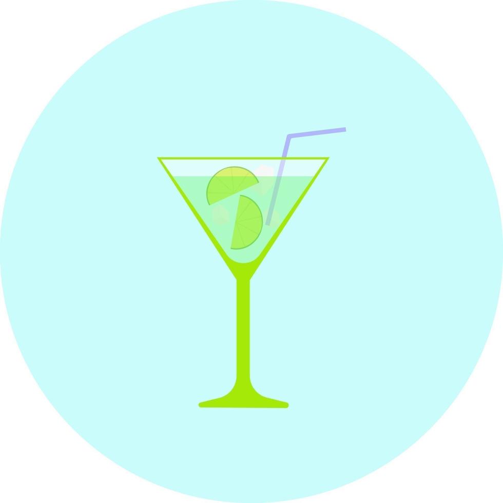 groen cocktail, illustratie, vector Aan een wit achtergrond.