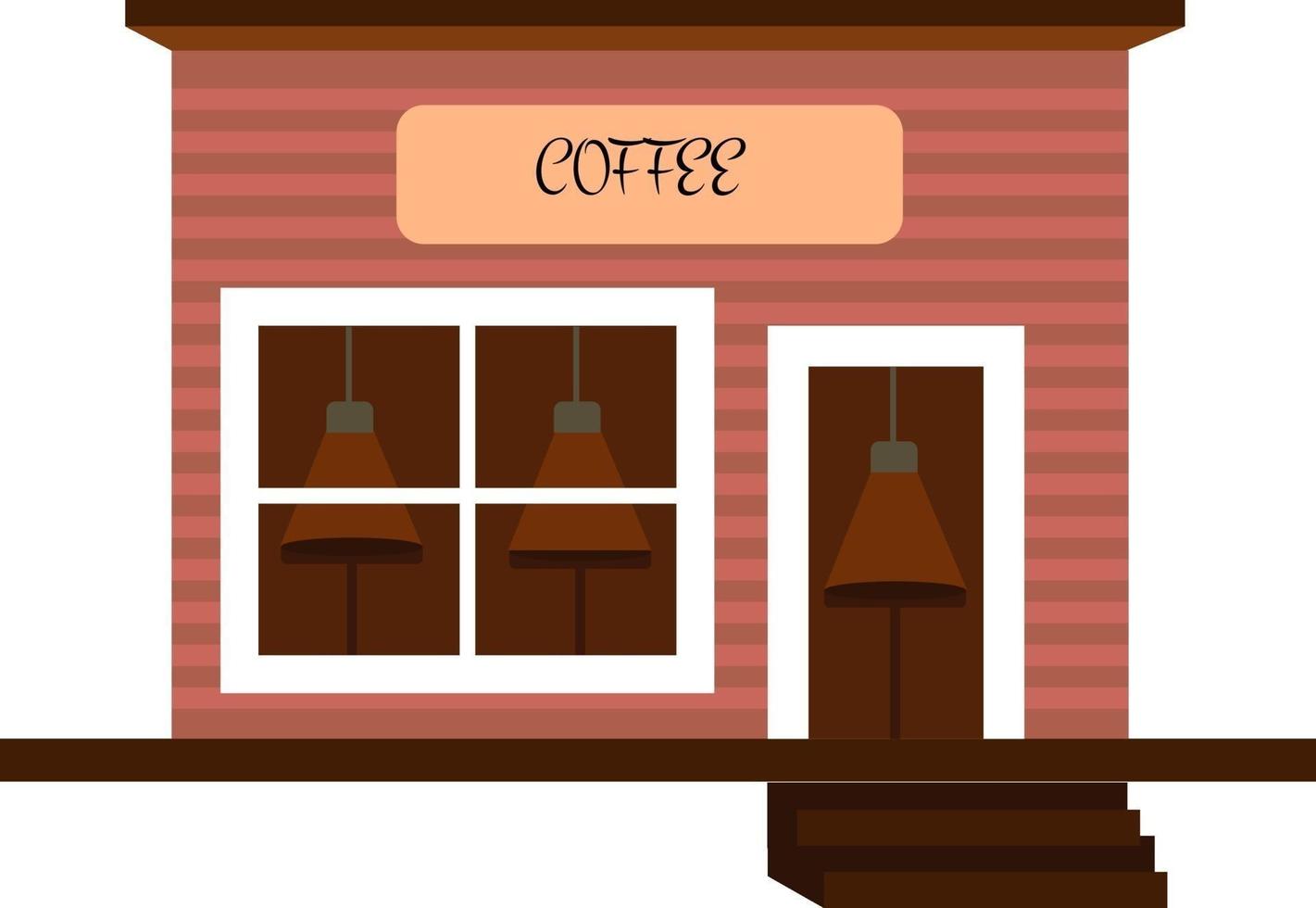 koffie winkel, illustratie, vector Aan een wit achtergrond.
