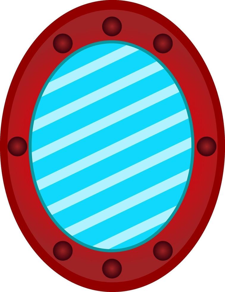 rood ovaal spiegel, illustratie, vector Aan een wit achtergrond.