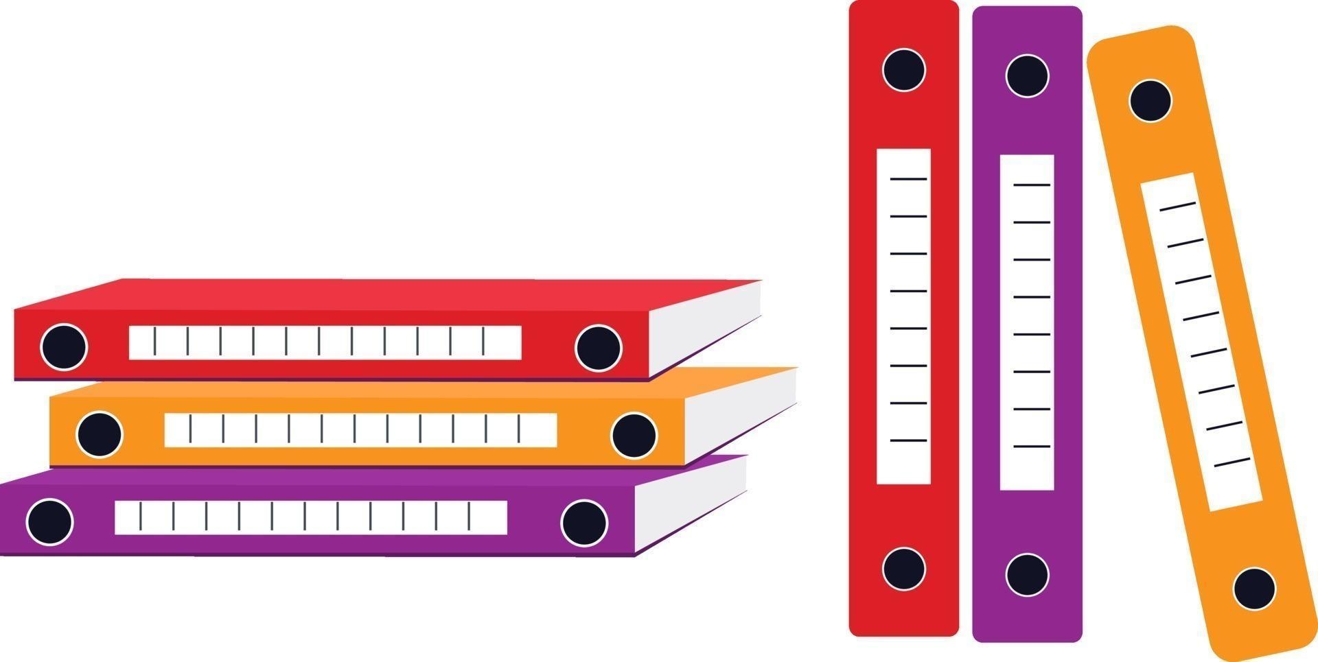 kantoor bestanden, illustratie, vector Aan een wit achtergrond.