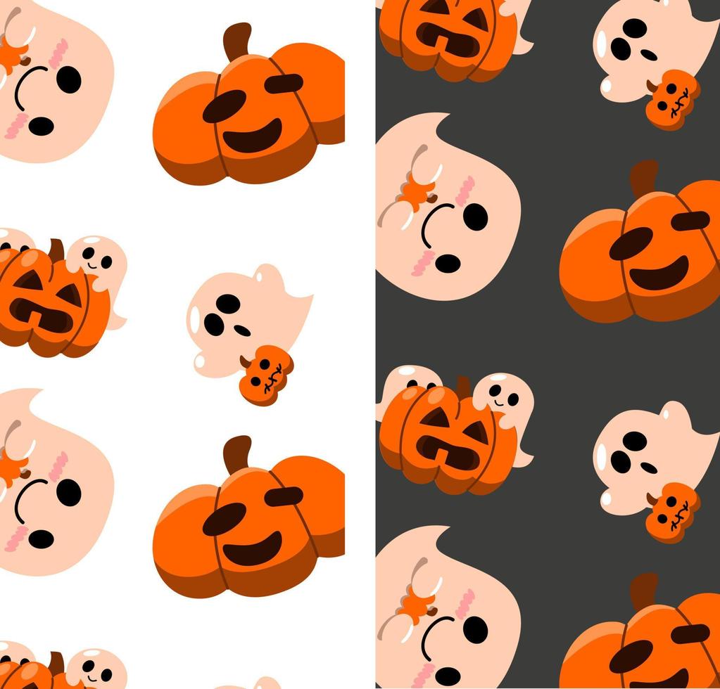 halloween patroon. schattig pompoen en geest. vector illustratie. patroon