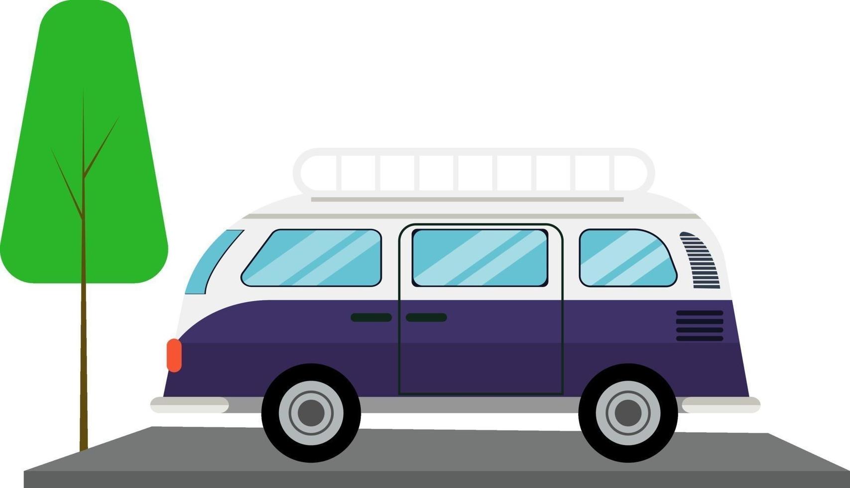 reizen bestelwagen, illustratie, vector Aan een wit achtergrond.