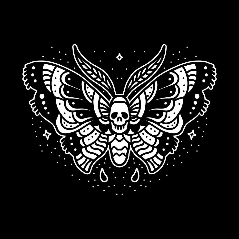 donker vlinder tattoo ontwerp vector
